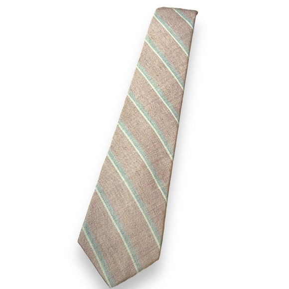 Vintage Kenneth Gordon Silk Reverse Print Look Striped Cream Red Blue Stripe Tie - Picture 2 of 5